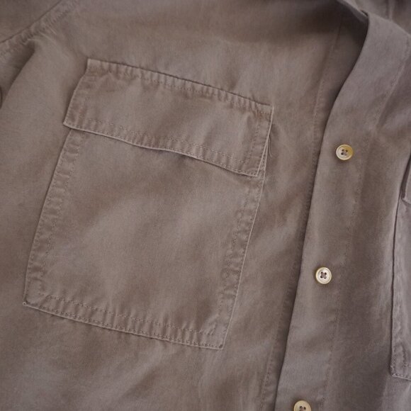 Aritzia Babaton Taupe Utility Pocket Button Down Dress Shirt 2XS - Picture 9 of 11